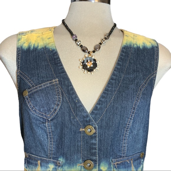 ILLEGAL DYED Yellow and Blue Jean Vest    Size M - Picture 6 of 16